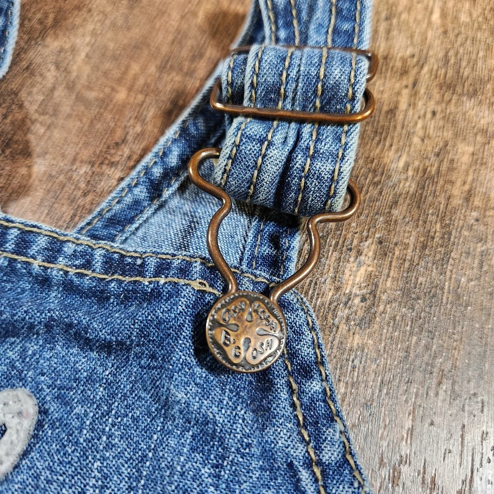 OSHKOSH B'GOSH Boys Denim Blue Jeans Embroidered Overalls 18 Months